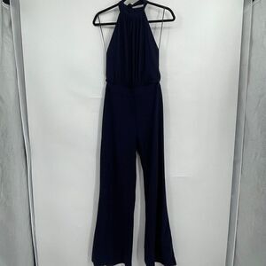 Abs by Allen Schwartz Navy Blue Sleeveless Halter Neck Wide Leg Jumpsuit Size 4